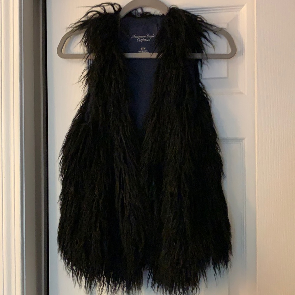 AE Shaggy faux fur vest Indie Boho Festival Ren Faire